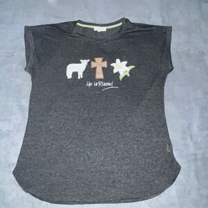 Clover + Pine Womens Size XL Pullover He is Risen Graphic Tee